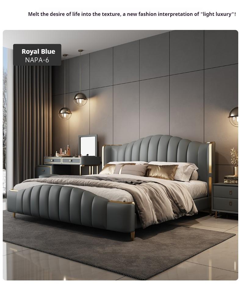 Leather Bed Storage High-End Luxury for Master Bedroom