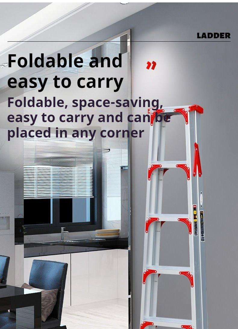 Doorverse Ladder Household Aluminum Alloy Ladder Widened and Thickened Multifunctional Ladder Folding Indoor Ladder