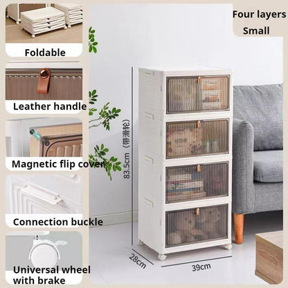 DOORVERSE Foldable Shoes Storage Box With Wheels Plastic Shoes Rack Multifunction Shoes Cabinet Description: