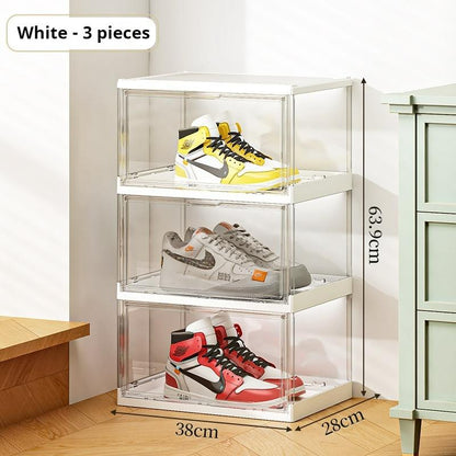 DOORVERSE Transparent Large Space Acrylic Display Shoe Box Storage Rack Cabinet Shoes Box Used Number