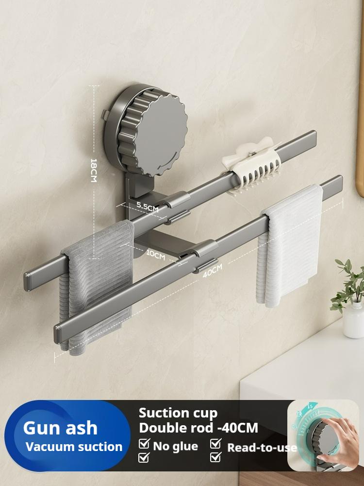 Suction Cup Bathroom Towel Aluminum Rack No Punching Towel Holder Towel Bar For Bathroom Toilet