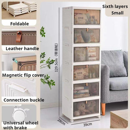 DOORVERSE Foldable Shoes Storage Box With Wheels Plastic Shoes Rack Multifunction Shoes Cabinet Description: