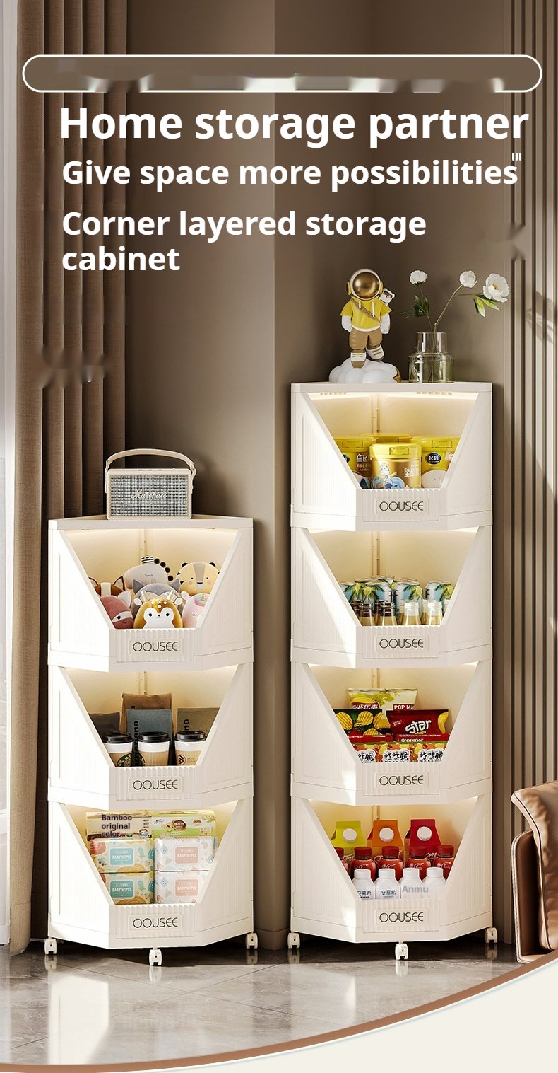 Corner Storage Cabinet Household Living Room Storage Cabinet Triangle Dust-Proof Storage Rack Large Capacity Snack Storage Cabinet