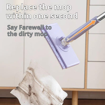 Automatic Cloth Changing Mini Mop Hands-Free Mini Mop Compatible With Face Towels Push-Pull Hand-Free Wash Rotating Mop