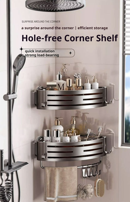 DOORVERSE Bathroom Corner Rack Bathroom Hanging Shelves Shampoo Shower Dew Rack Bathroom Cosmetic Storage Rack Bathroom Shelf Suction Cup Triangular Basket Wall Mounted Storage