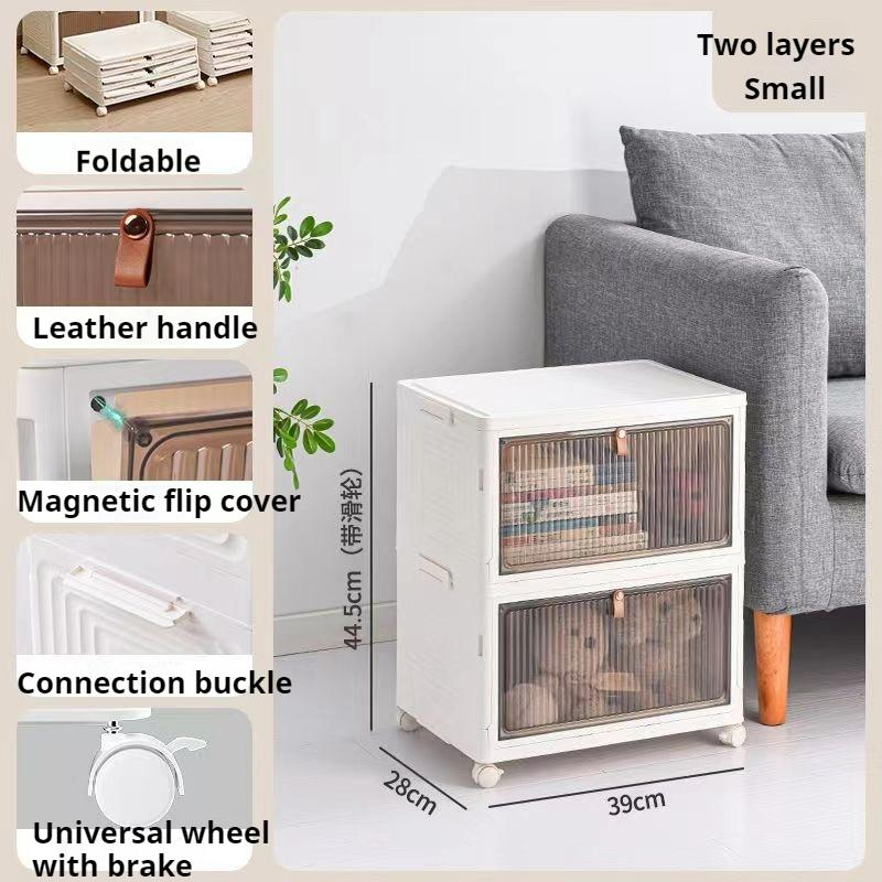 DOORVERSE Foldable Shoes Storage Box With Wheels Plastic Shoes Rack Multifunction Shoes Cabinet Description: