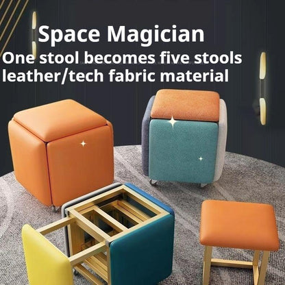 DOORVERSE Multi-functional Combination Storage Stool Magic Cube Stool Small Stool Home Living Room Sofa Stool Five Benches Coffee Chair