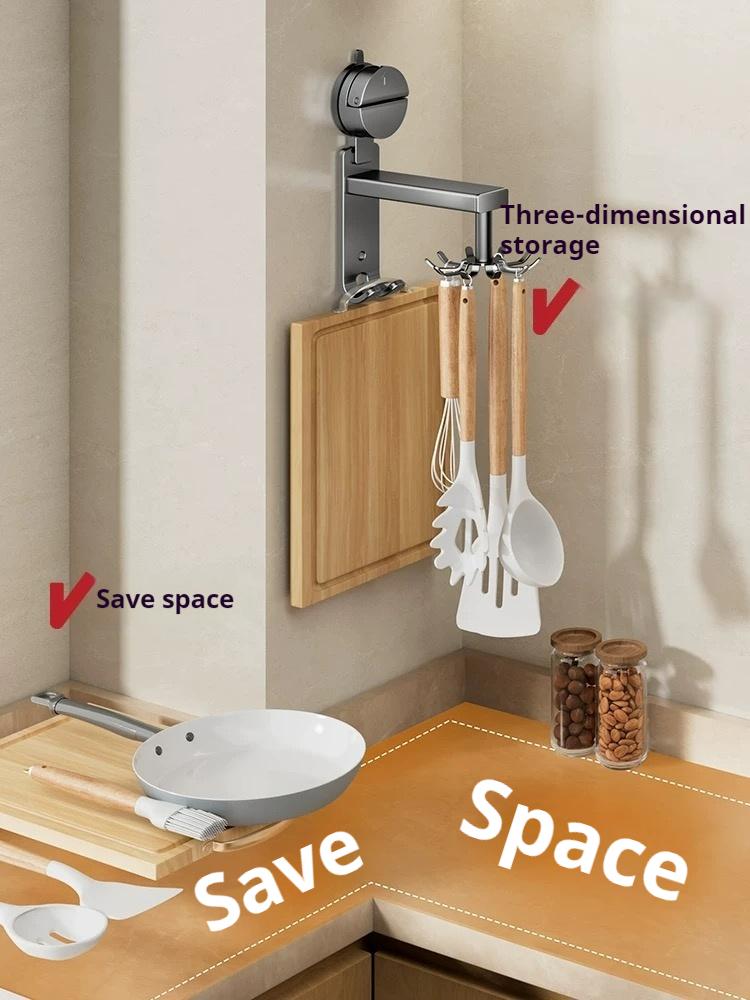 Rotating Kitchen Roof Wall Hanging 6/8/10 Claws 360° Degree Rotary Hook Free-Punch Hanger Kitchen Storage Display Stand