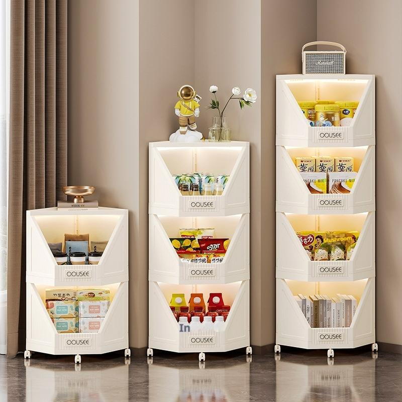 Corner Storage Cabinet Household Living Room Storage Cabinet Triangle Dust-Proof Storage Rack Large Capacity Snack Storage Cabinet