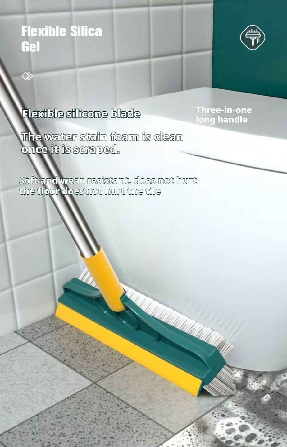 Rotating Floor Scrub Brush Toilet Tile Floor Brush Bathroom Cleaning Brush