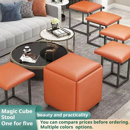 DOORVERSE Multi-functional Combination Storage Stool Magic Cube Stool Small Stool Home Living Room Sofa Stool Five Benches Coffee Chair