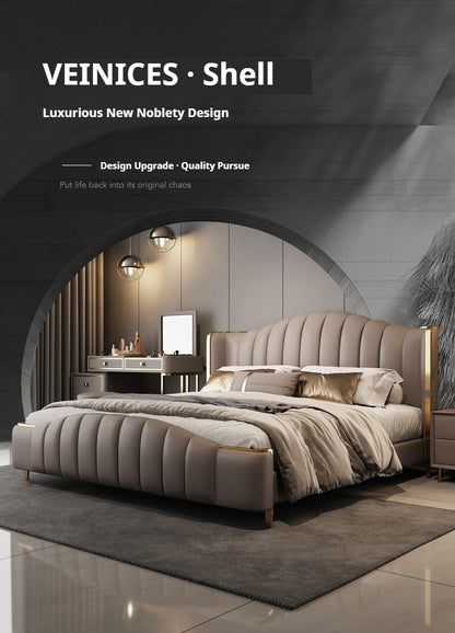 Leather Bed Storage High-End Luxury for Master Bedroom