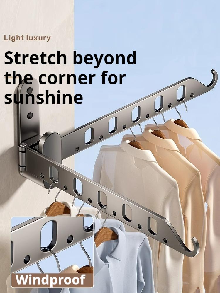 Wall Mounted Clothes Hanger Folding Laundry Clothes Drying Rack Coat Robe Storage Hook for Laundry Room Bedroom Bathroom