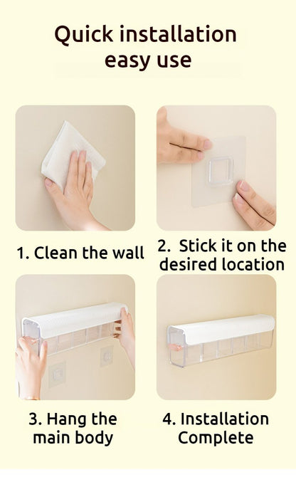 Underwear Storage Box/Household Non-marking Wall-mounted Box / 3-in-1 Divided Wardrobe Storage Box ( White)