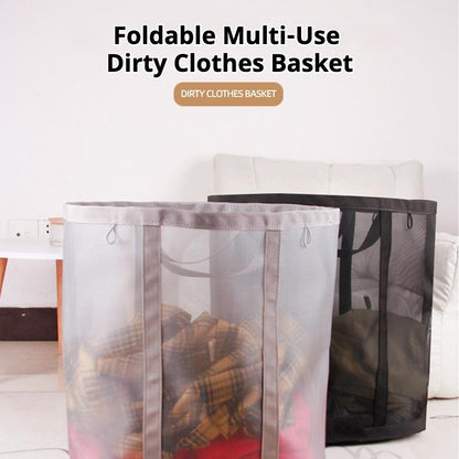 Household Mesh Dirty Clothes Basket Laundry Basket Dirty Clothes Storage Basket Foldable Wall-holding Bathroom Dirty Clothes Basket