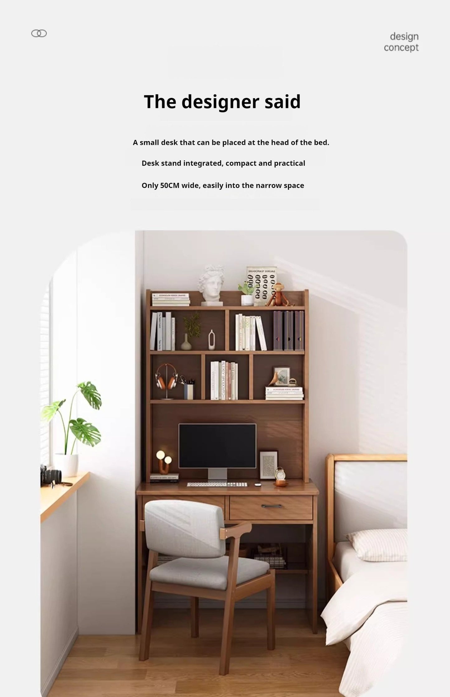 Study Desk with Bookshelf for Small Home