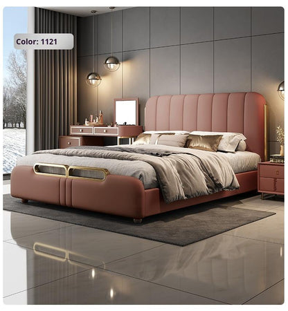 Bed Modern Light Luxury Soft Back Leather for Bedroom