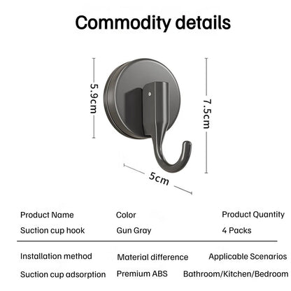 DOORVERSE [4 Pack] Vacuum Suction Cup Hooks/ Waterproof Towel Hanger Hook/ Bathroom Door Suction Holder/ Heavy Duty Clothes Hook