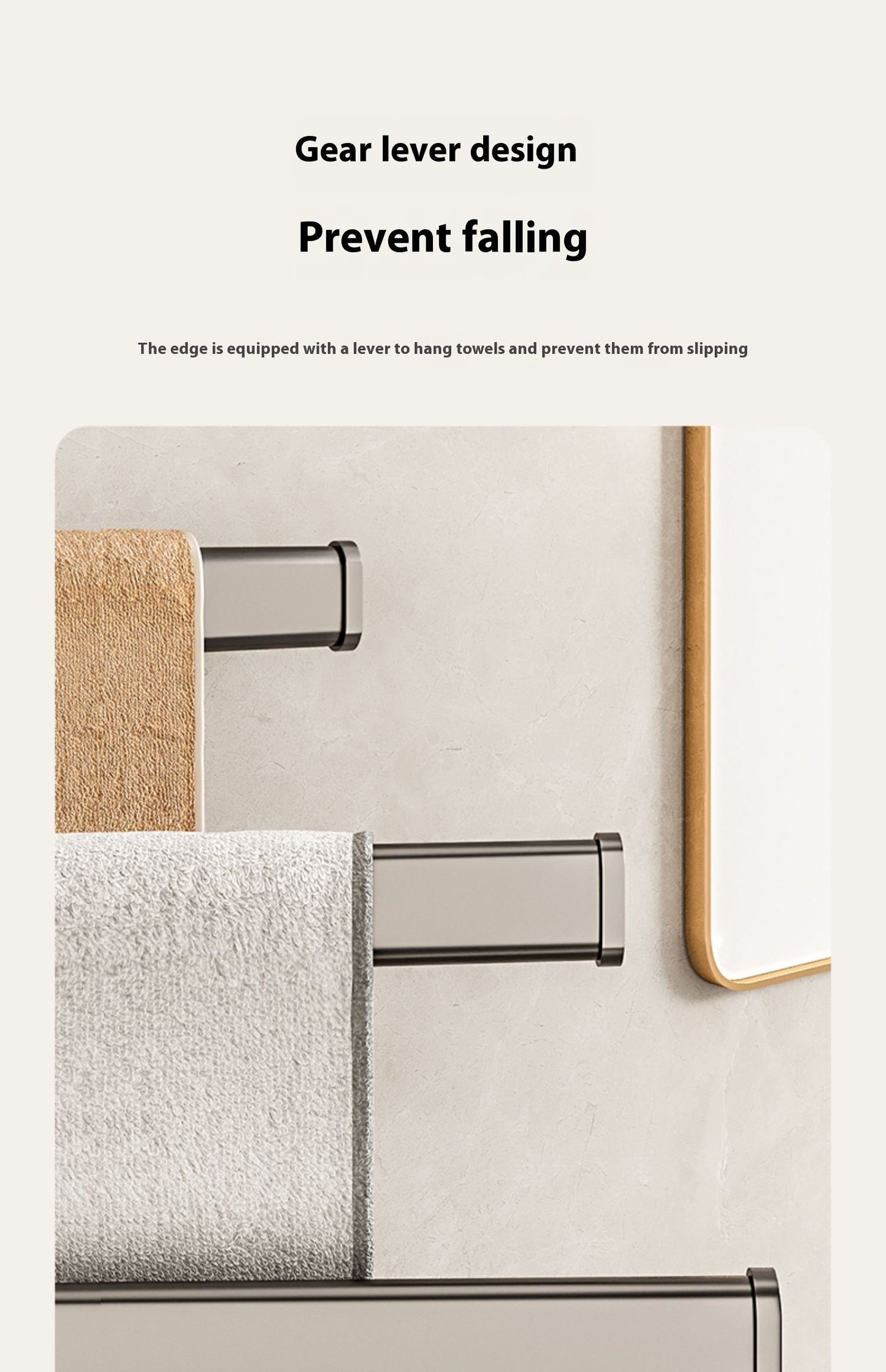 The bathroom rotating towel rack, a no-drilling option for the corner towel rail in the bathroom, is a convenient hanging rod for your lavatory, shower area, or toilet.