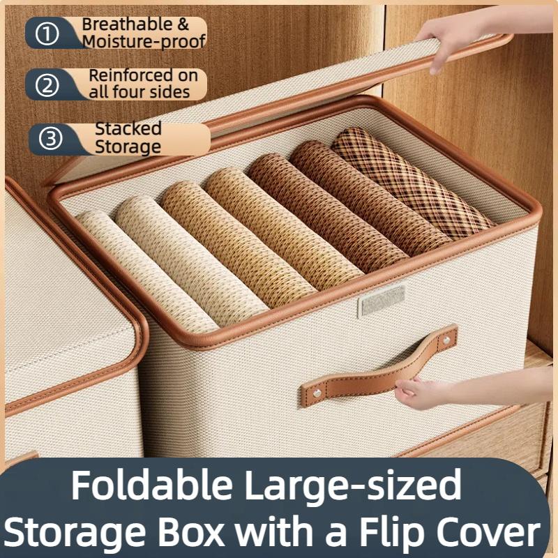 Oxford Cloth Large Flip Cover With Lid One-piece Storage Box Clothes Household Storage Box Wardrobe Clothes Storage Box