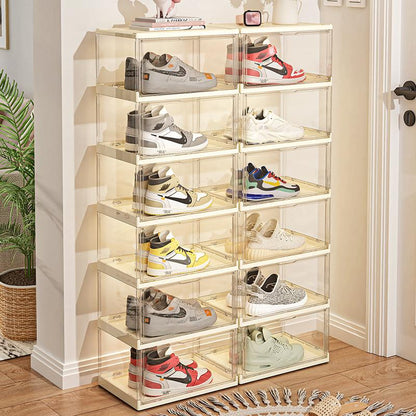 DOORVERSE Transparent Large Space Acrylic Display Shoe Box Storage Rack Cabinet Shoes Box Used Number