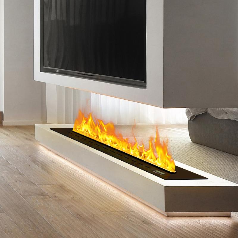 3D Atomizing Fireplace, Built-in Extra Long Simulated Flame, Electronic Humidifier, Platform Decoration