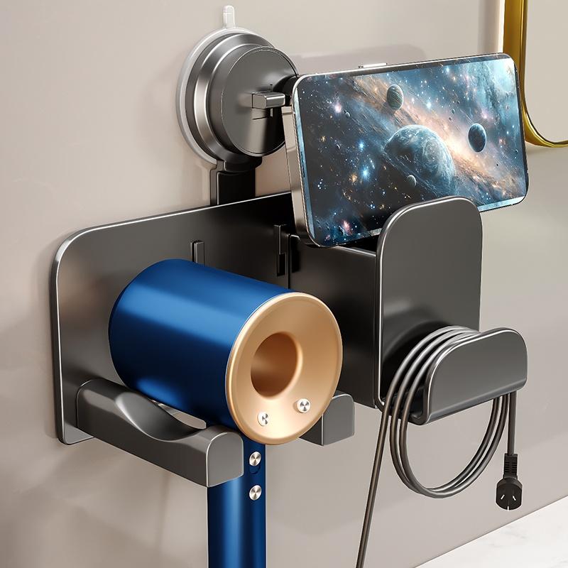 Suction Cup Hair Dryer Holder Wall-mounted Bathroom Hair Dryer Storage Rack Bathroom Hair Dryer Stand