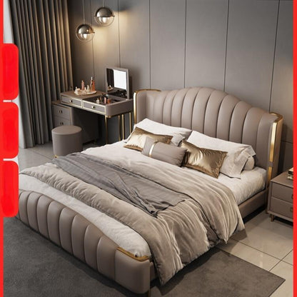 Leather Bed Storage High-End Luxury for Master Bedroom