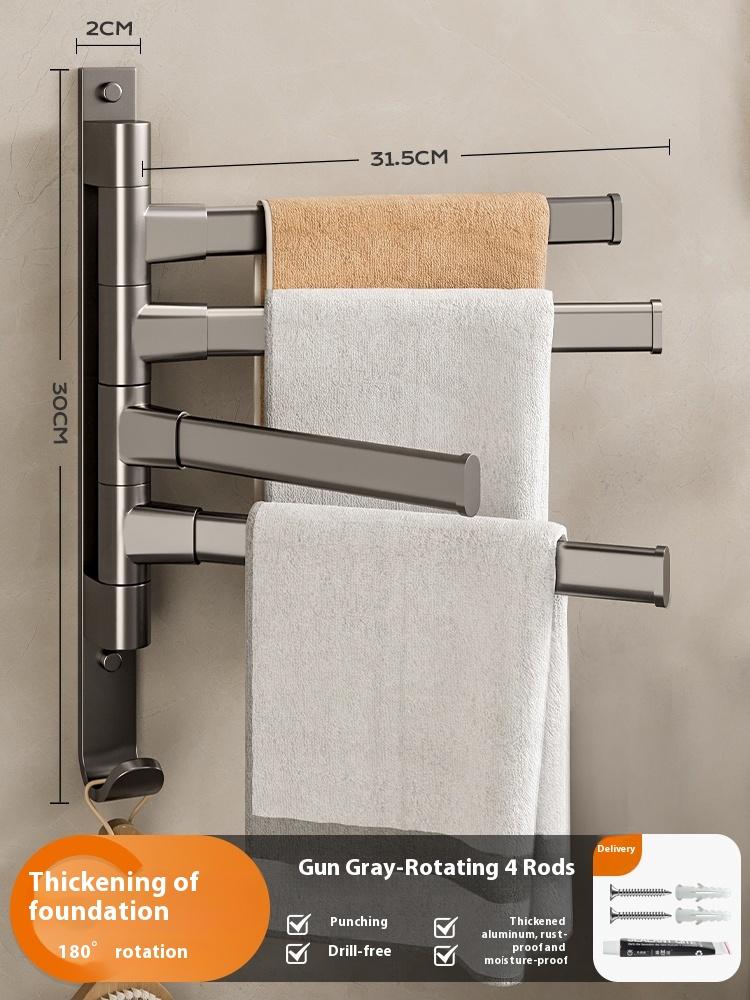 The bathroom rotating towel rack, a no-drilling option for the corner towel rail in the bathroom, is a convenient hanging rod for your lavatory, shower area, or toilet.