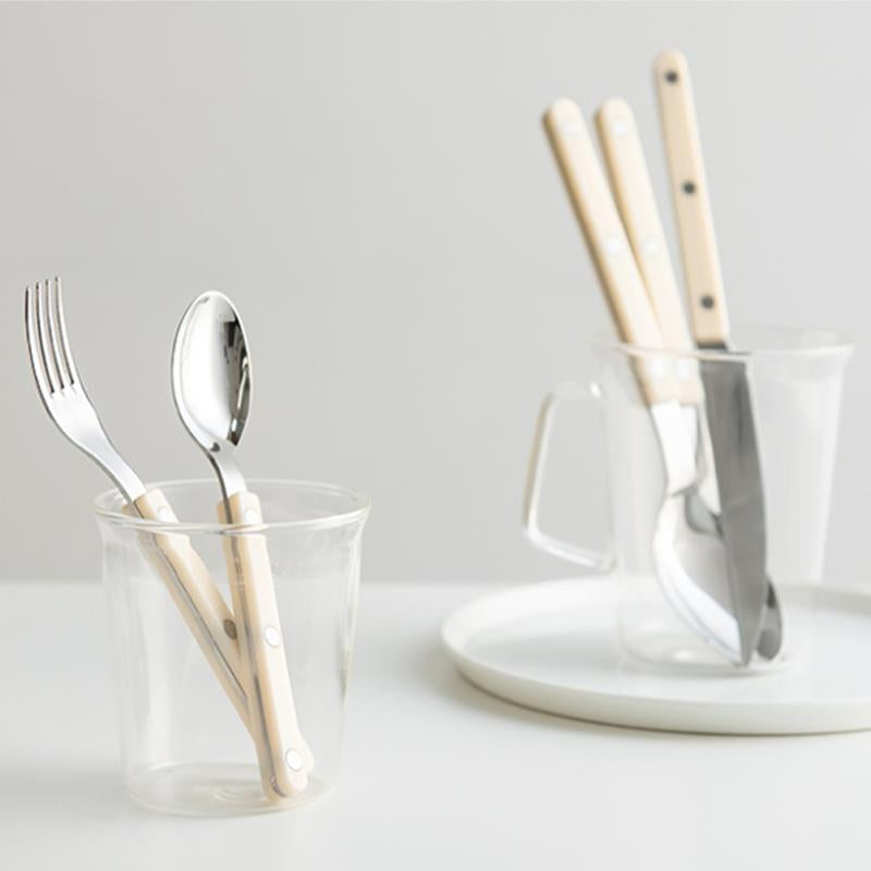 Ivory Minimalist Stainless Steel & Acrylic Cutlery Elegant Durable For Home & Outdoor Dining