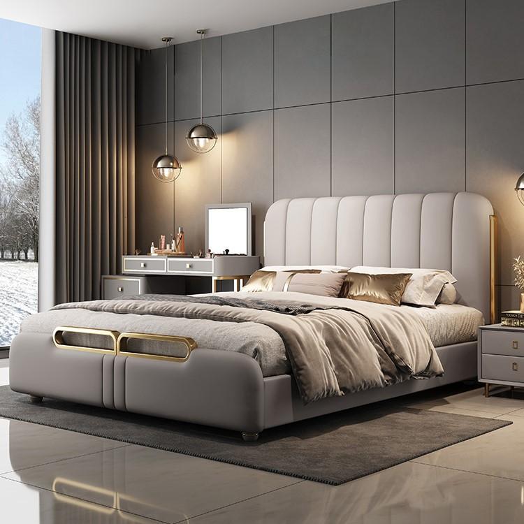 Bed Modern Light Luxury Soft Back Leather for Bedroom