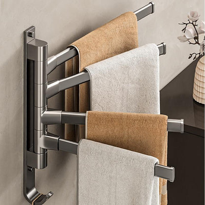 The bathroom rotating towel rack, a no-drilling option for the corner towel rail in the bathroom, is a convenient hanging rod for your lavatory, shower area, or toilet.