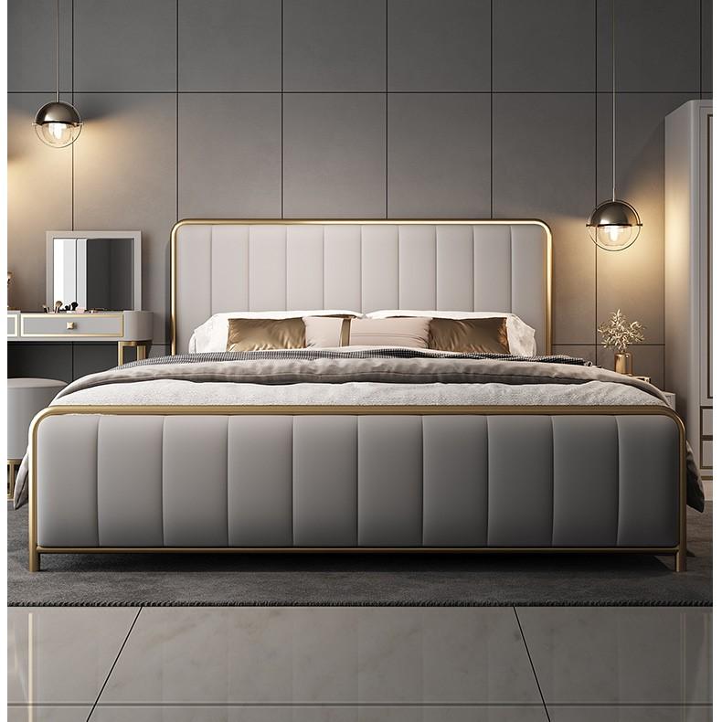 Bed Italian Modern Minimalist Light Luxury Metal for Bedroom