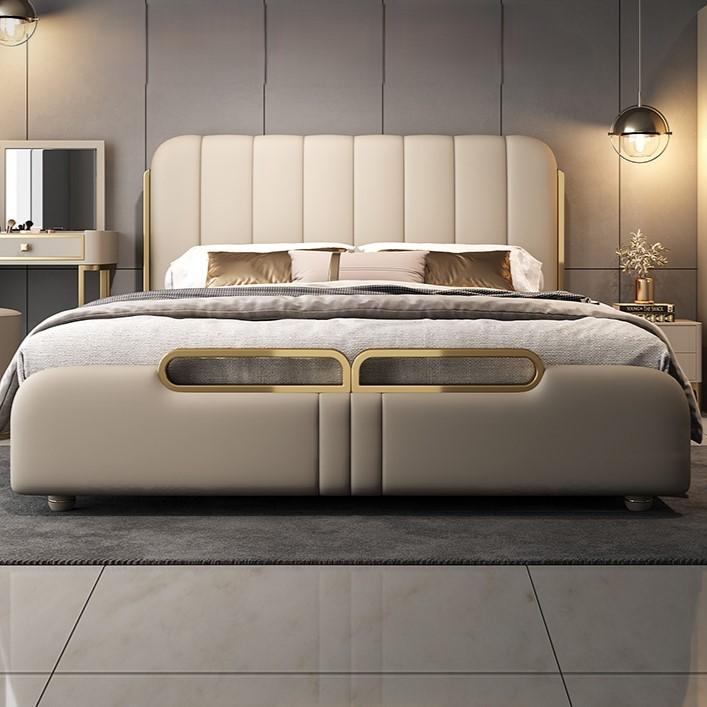 Bed Modern Light Luxury Soft Back Leather for Bedroom