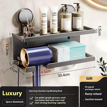 Suction Cup Hair Dryer Holder Wall-mounted Bathroom Hair Dryer Storage Rack Bathroom Hair Dryer Stand