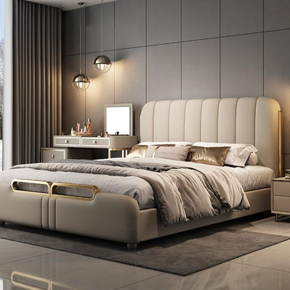 Bed Modern Light Luxury Soft Back Leather for Bedroom