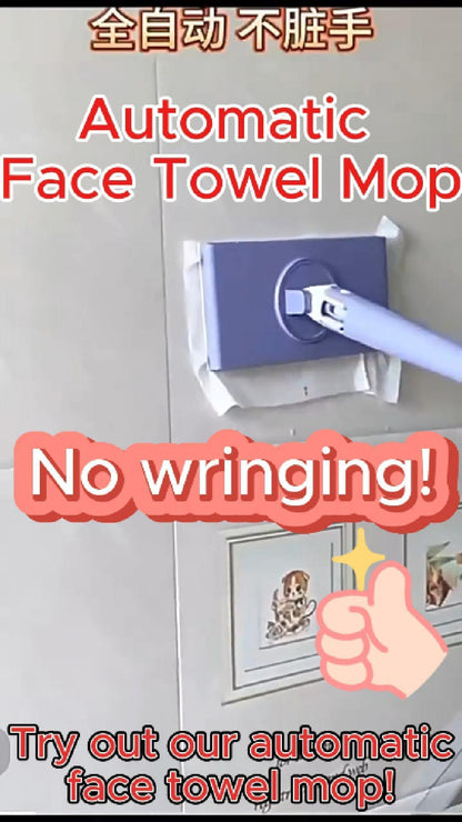 Automatic Cloth Changing Mini Mop Hands-Free Mini Mop Compatible With Face Towels Push-Pull Hand-Free Wash Rotating Mop