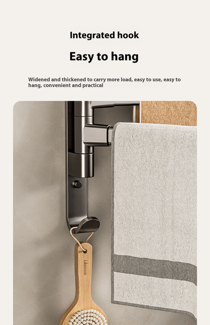 The bathroom rotating towel rack, a no-drilling option for the corner towel rail in the bathroom, is a convenient hanging rod for your lavatory, shower area, or toilet.