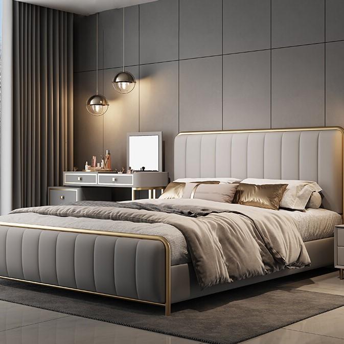 Bed Italian Modern Minimalist Light Luxury Metal for Bedroom