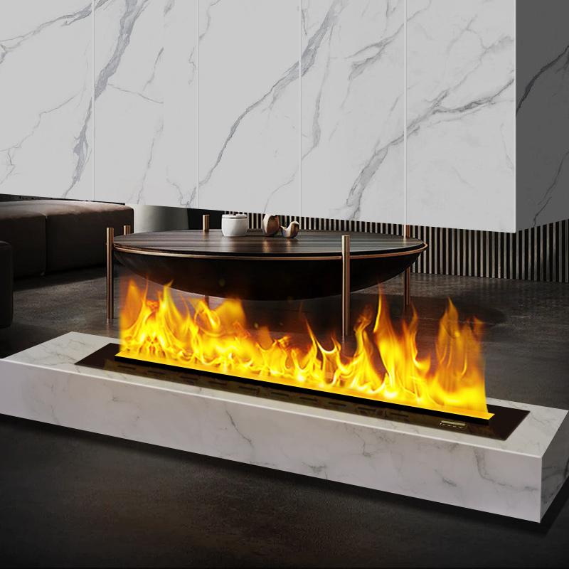 3D Atomizing Fireplace, Built-in Extra Long Simulated Flame, Electronic Humidifier, Platform Decoration