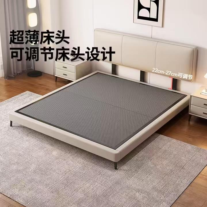 Leather Bed Minimalist Modern Design Style Soft Package for Bedroom