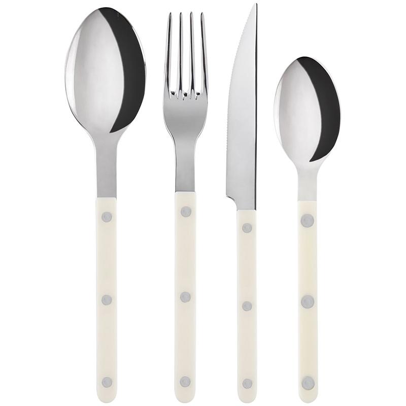 Ivory Minimalist Stainless Steel & Acrylic Cutlery Elegant Durable For Home & Outdoor Dining