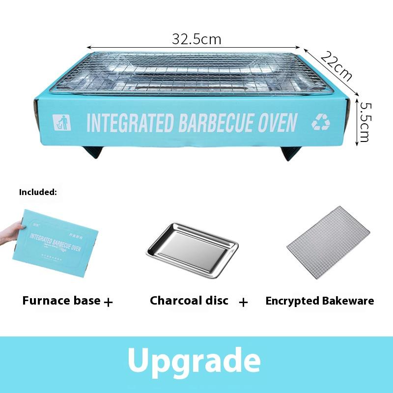 Integrated Disposable Barbecue Oven Outdoor Picnic Tuanjian Less Smoke Stainless Steel Kraft Paper Quick-burning Charcoal Fire Grill