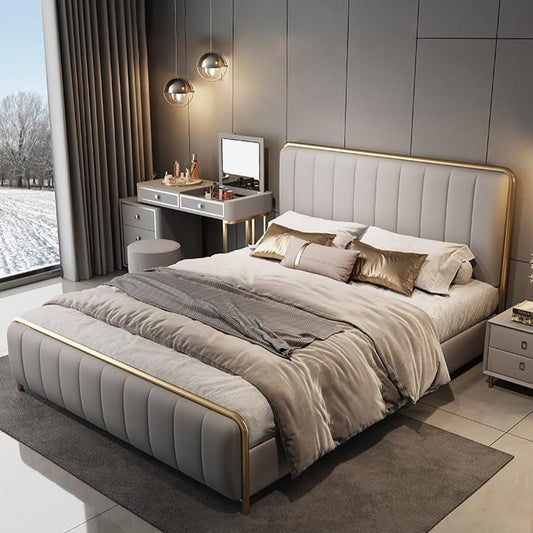 Bed Italian Modern Minimalist Light Luxury Metal for Bedroom