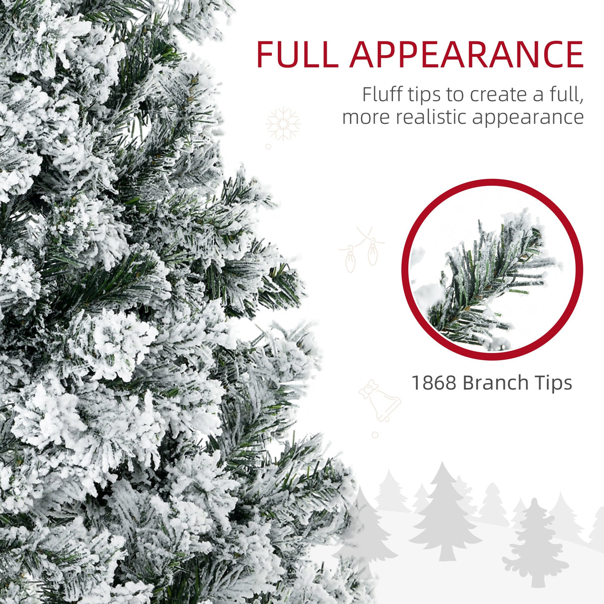 HOMCOM 9 Ft Flocked Pre-Lit Christmas Tree for Home, Auto-Open