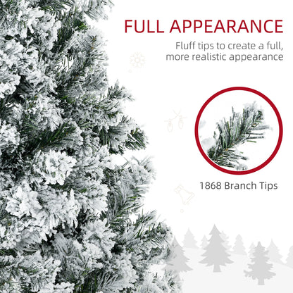 HOMCOM 9 Ft Flocked Pre-Lit Christmas Tree for Home, Auto-Open