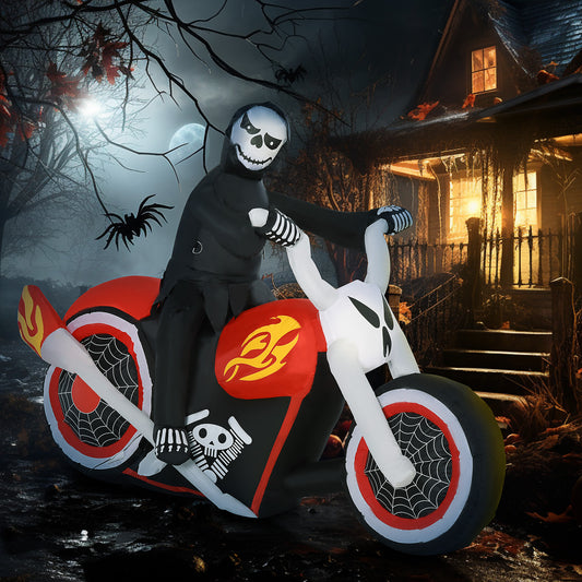 HOMCOM Spooky Inflatable Yard Decor, 7.5' LED Ghost Biker