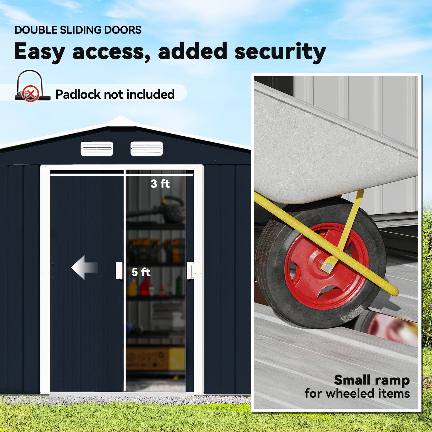 Outsunny 9x6 Steel Backyard Storage Shed with Foundation Kit