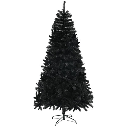 HOMCOM Black Christmas Tree 7.5ft Unlit Auto-Open Steel Base