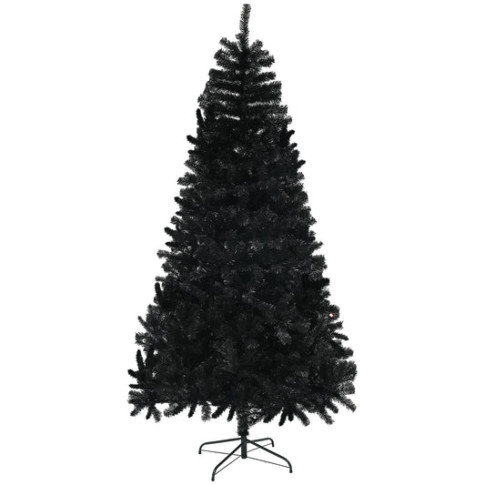 HOMCOM Black Christmas Tree 7.5ft Unlit Auto-Open Steel Base